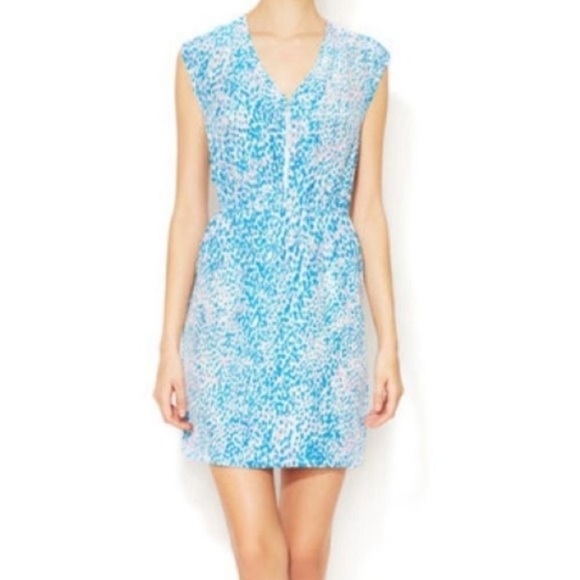 Sandro Dress Rebelle Silk Leopard Print Blue Pink - Picture 1 of 15